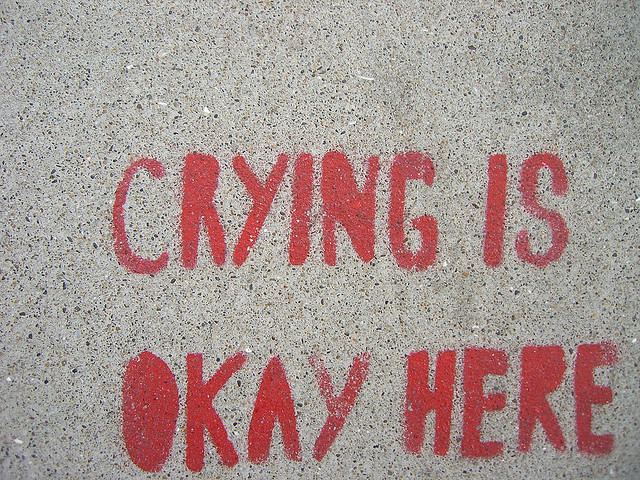 Cry Is Okay Here sign